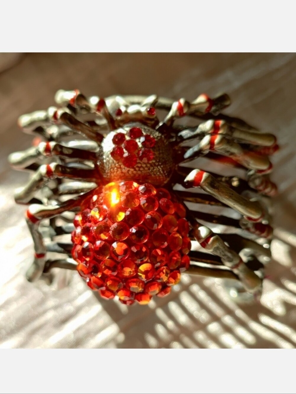 Fire Opal Premium Swarovski Crystal Elements Halloween Spider Bracelet Cuff NEW